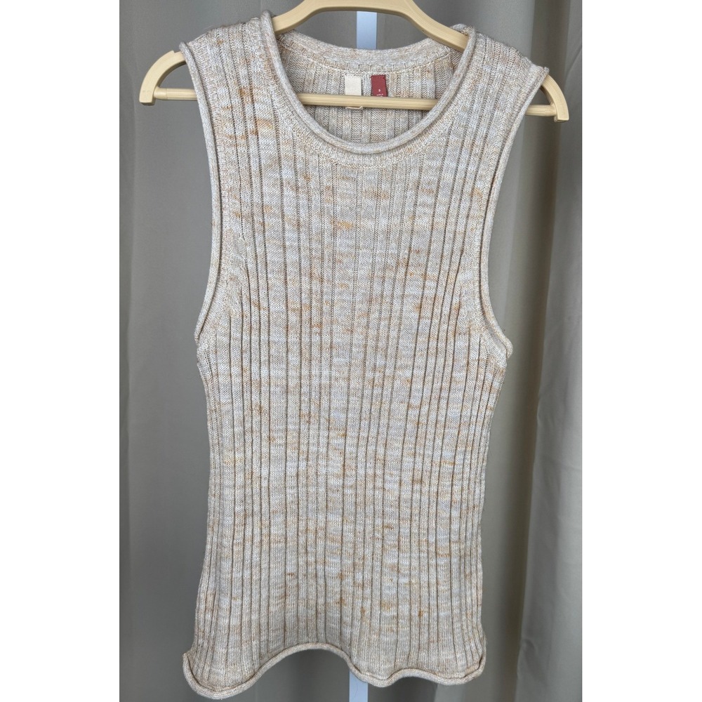 Pilcro Marled Cream & Tan Ribbed Tank